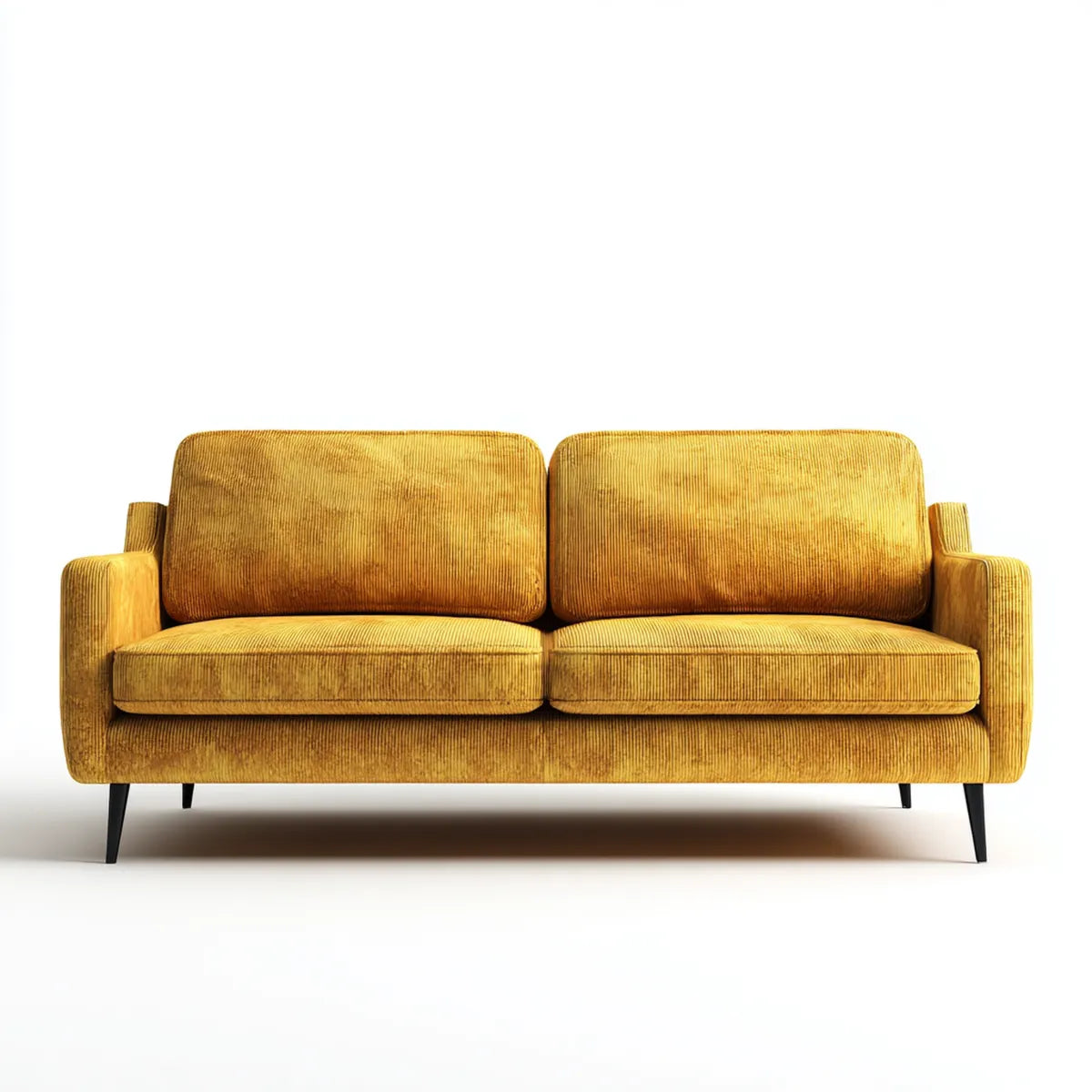 2-Sitzer Sofa Senfgelb 170 x 84 x 82 cm mit Polyester-Cordbezug und Schaumstoffpolsterung