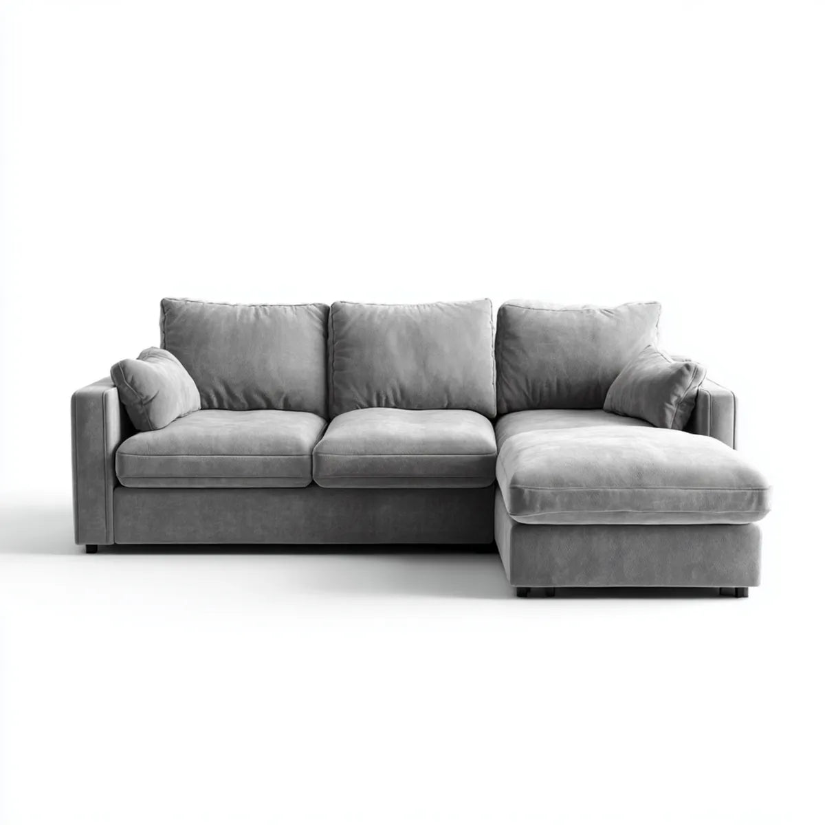 Ecksofa mit Recamiere rechts Grau 280 x 165 x 85 cm Polyester-Samt L-Form