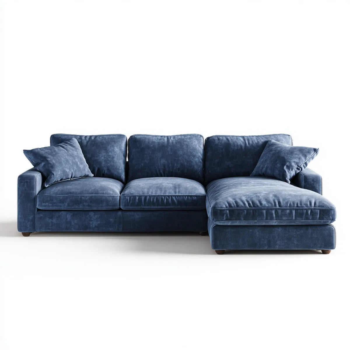 Ecksofa mit Recamiere rechts Dunkelblau 280 x 160 x 85 cm Polyester-Samt L-Form