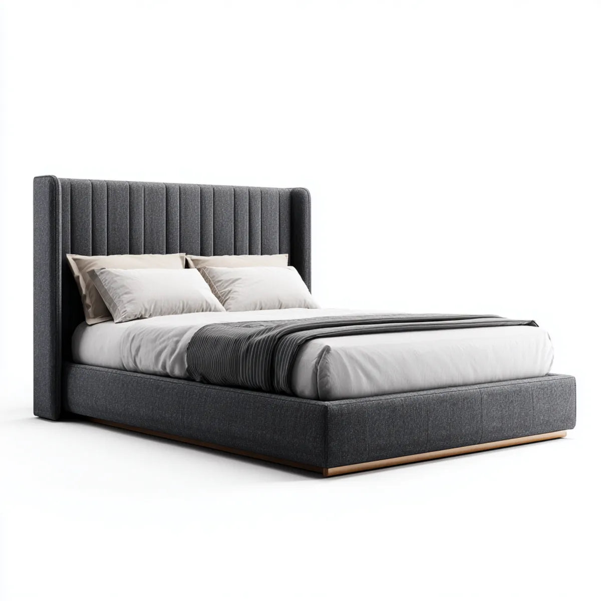 Polsterbett Doppelbett Dunkelgrau 180 x 200 cm Polyester Rechteckig