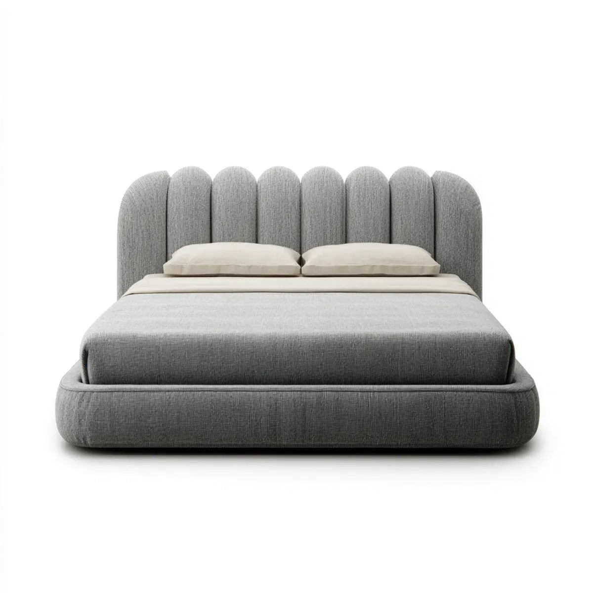 Polsterbett Doppelbett Grau 180 x 200 cm Polyester Rechteckig