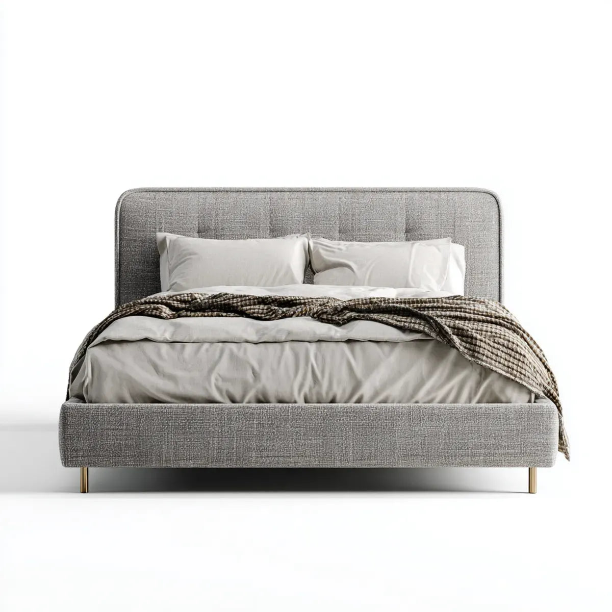 Doppelbett Polsterbett Grau 160 x 200 cm Polyester Rechteckig