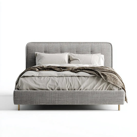 Doppelbett Polsterbett Grau 160 x 200 cm Polyester Rechteckig