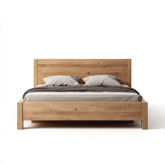 Doppelbett Eichenoptik 180 x 200 cm Holzwerkstoff Rechteckig