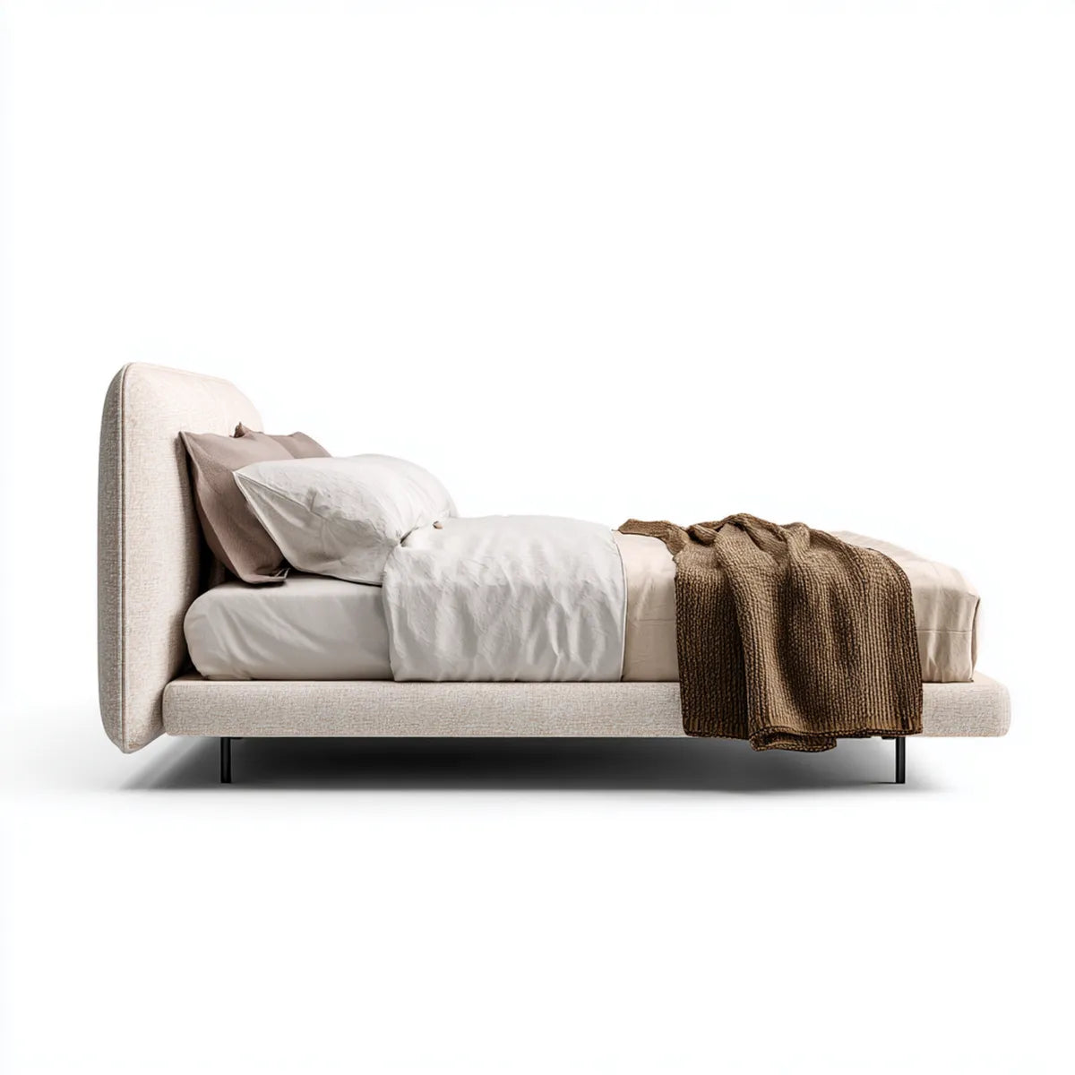 Polsterbett Doppelbett Beige 180 x 200 cm Polyester Rechteckig