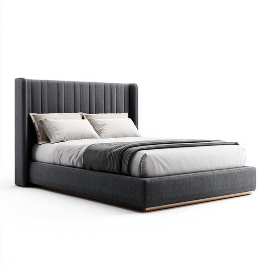 Polsterbett Doppelbett Dunkelgrau 180 x 200 cm Polyester Rechteckig