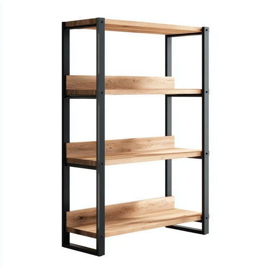 Bücherregal Eichefarben Schwarz 80 x 30 x 120 cm Spanplatte Stahl Rechteckig 4 Ebenen